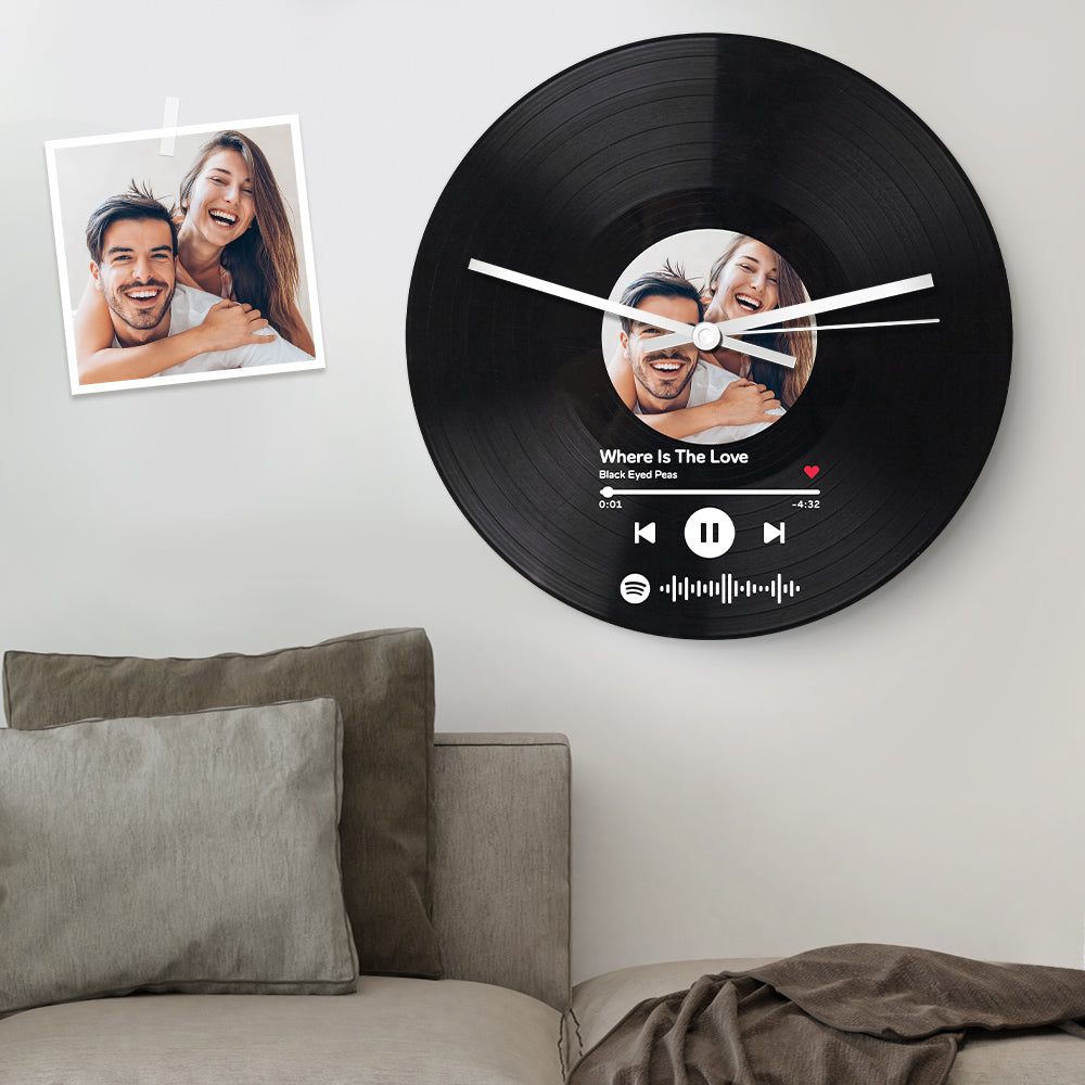 Relógio De Registro De Vinil Personalizado, Código Spotify Personalizado, Relógio Fotográfico, Presentes Exclusivos De Decoração De Casa - soufeelbr