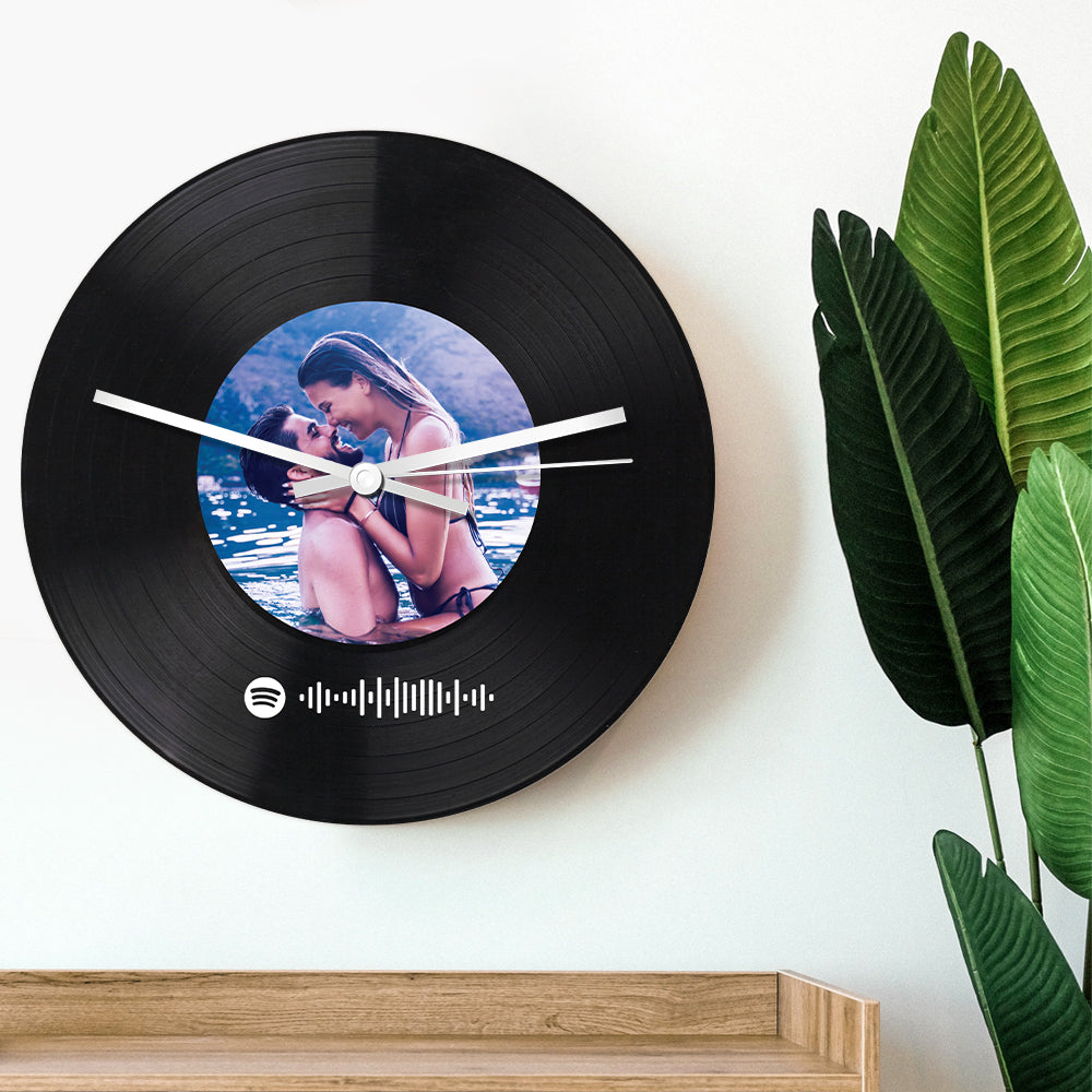 Relógio Com Foto Com Código Spotify Personalizado, Relógio Com Gravação De Vinil Personalizado, Presentes Exclusivos Para Decoração De Casa - soufeelbr