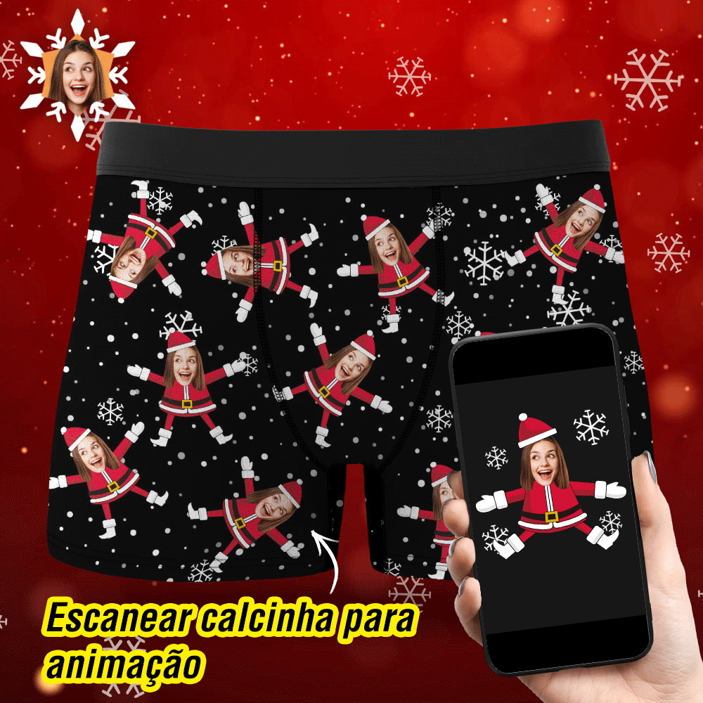Boxers Com Rosto Personalizado, Roupa Íntima Com Rosto De Papai Noel, Presentes Para Casal, Presente De Natal, Vista Ar