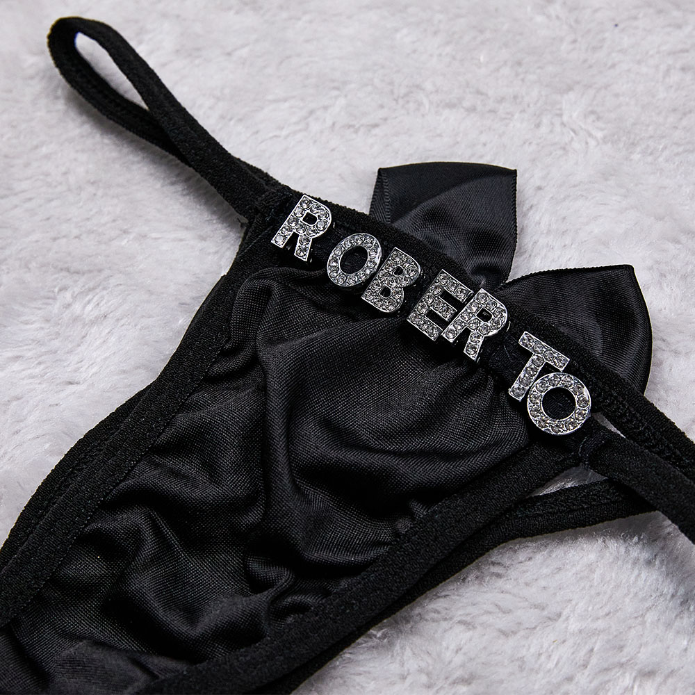 Conjunto Romântico Personalizado Nome Personalizado Sutiã Texto Personalizado Tanga Roupa Interior - soufeelbr