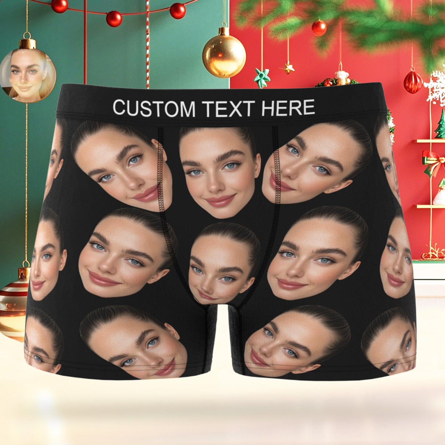 Cueca Boxer Personalizada De Rosto Grande, Presente Personalizado Para Namorado, Presente De Dia Dos Namorados - soufeelbr