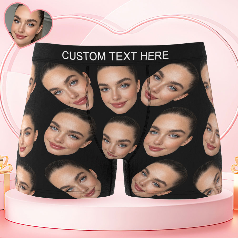 Cueca Boxer Personalizada De Rosto Grande, Presente Personalizado Para Namorado, Presente De Dia Dos Namorados - soufeelbr