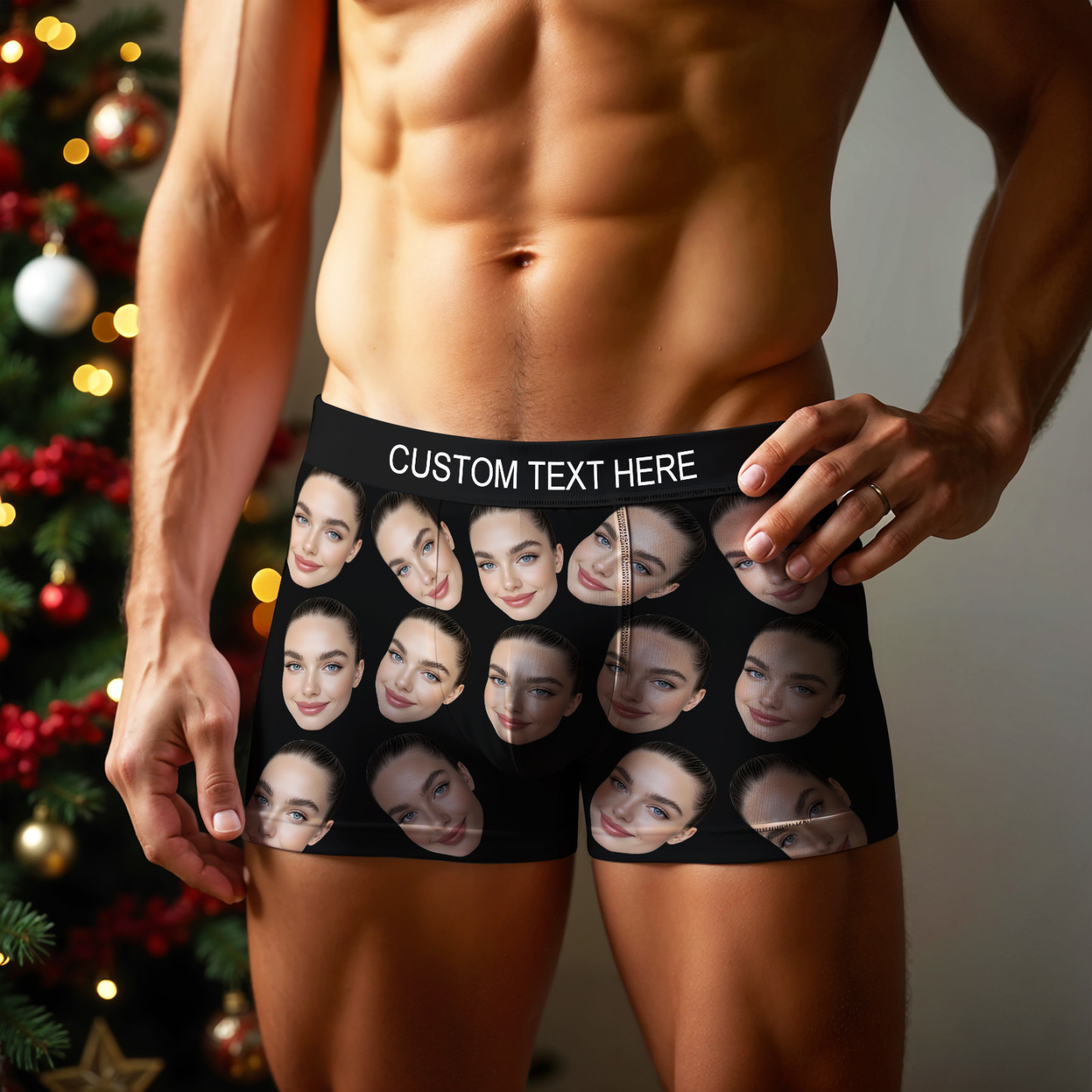 Cueca Boxer Personalizada De Rosto Grande, Presente Personalizado Para Namorado, Presente De Dia Dos Namorados - soufeelbr