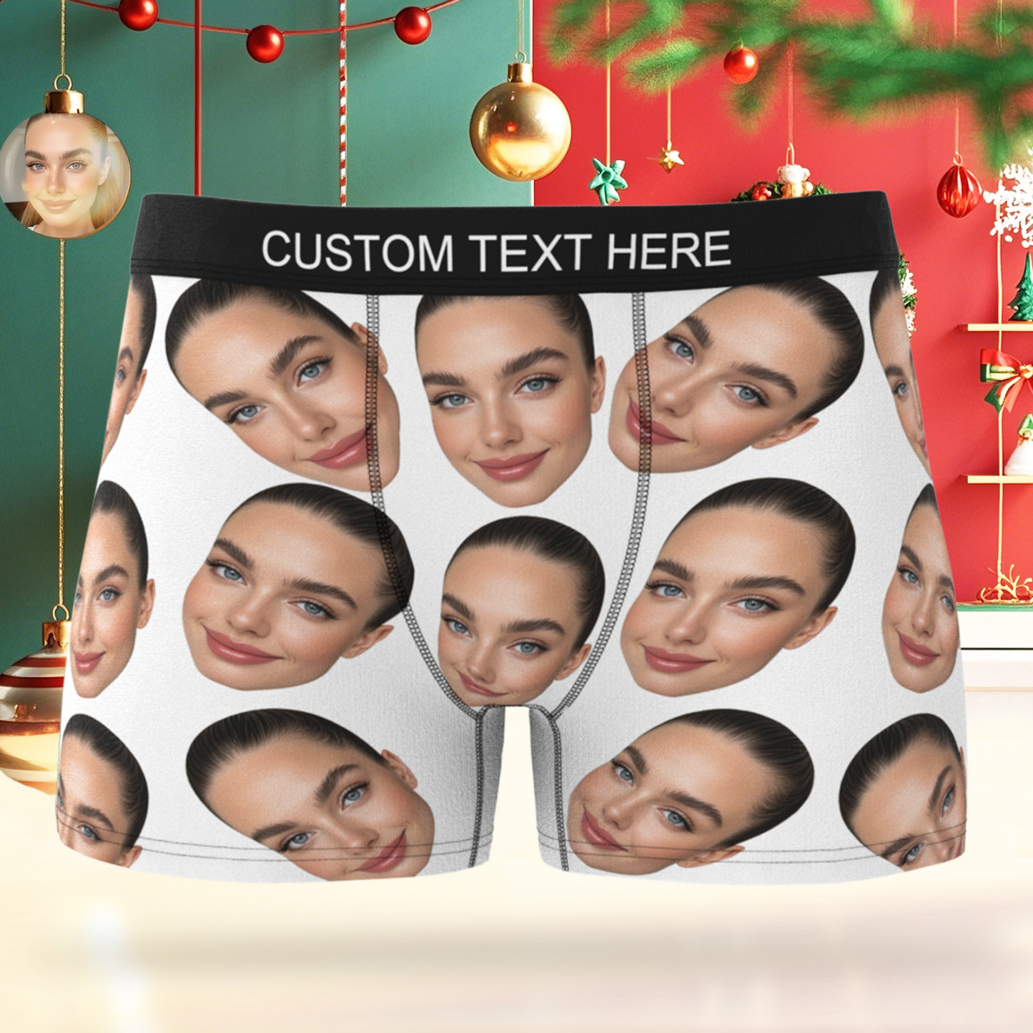 Cueca Boxer Personalizada De Rosto Grande, Presente Personalizado Para Namorado, Presente De Dia Dos Namorados - soufeelbr