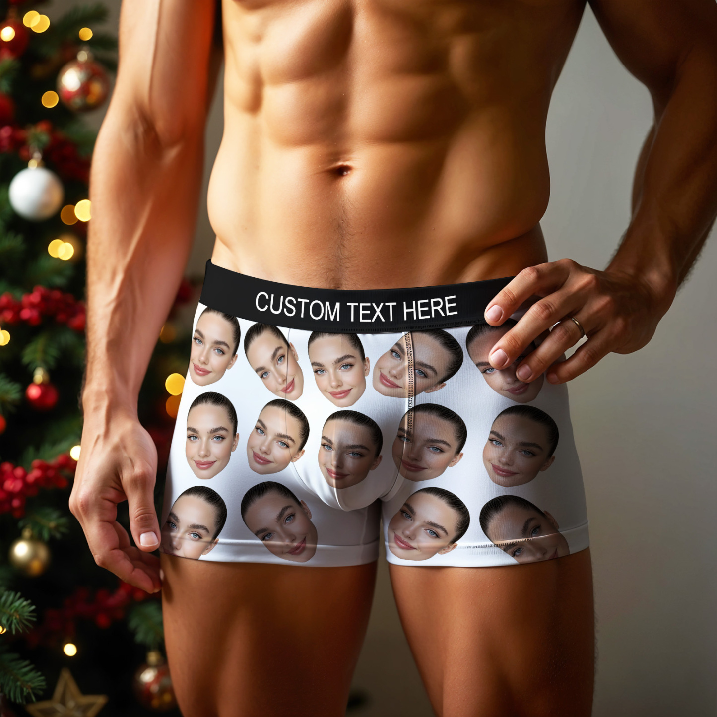 Cueca Boxer Personalizada De Rosto Grande, Presente Personalizado Para Namorado, Presente De Dia Dos Namorados - soufeelbr