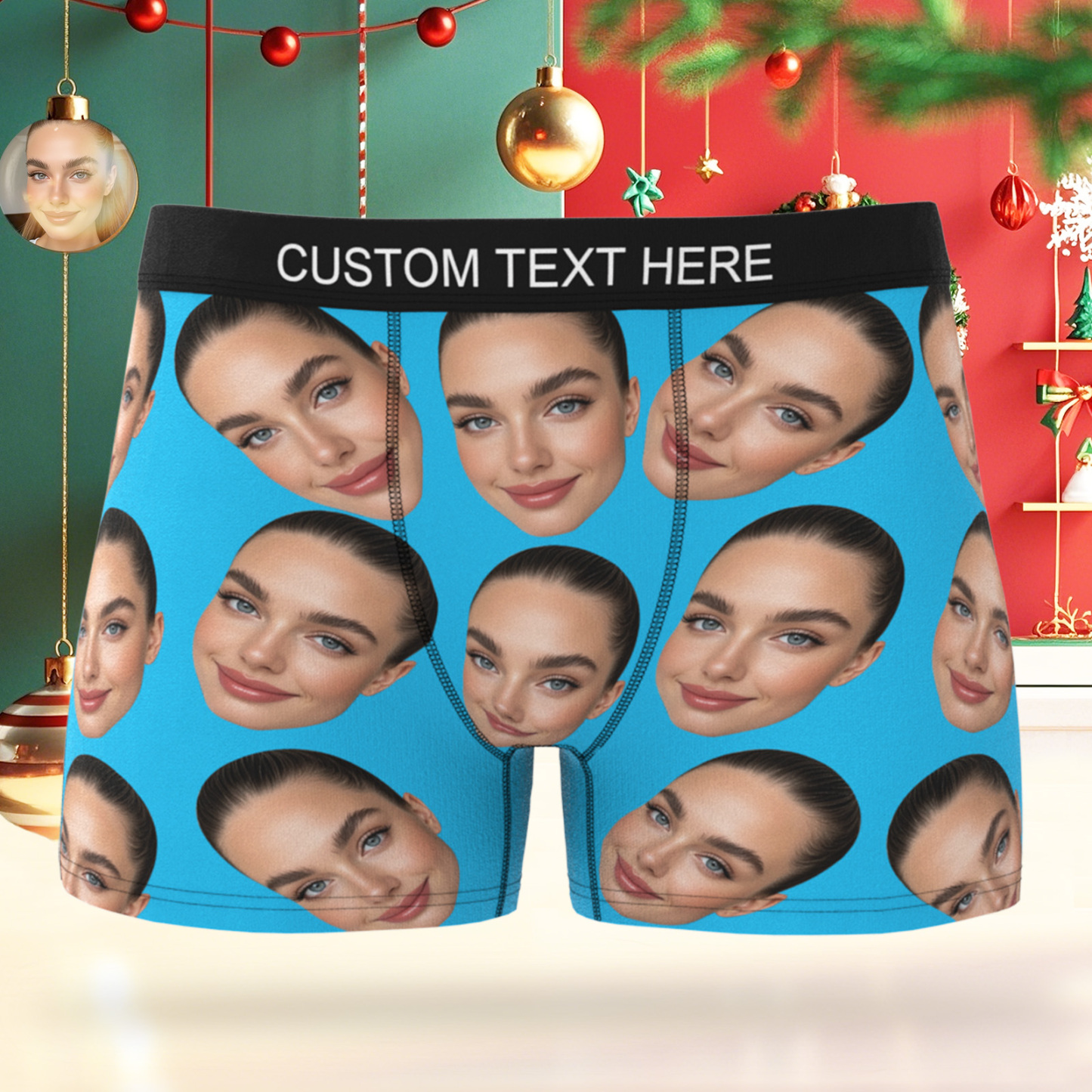 Cueca Boxer Personalizada De Rosto Grande, Presente Personalizado Para Namorado, Presente De Dia Dos Namorados - soufeelbr