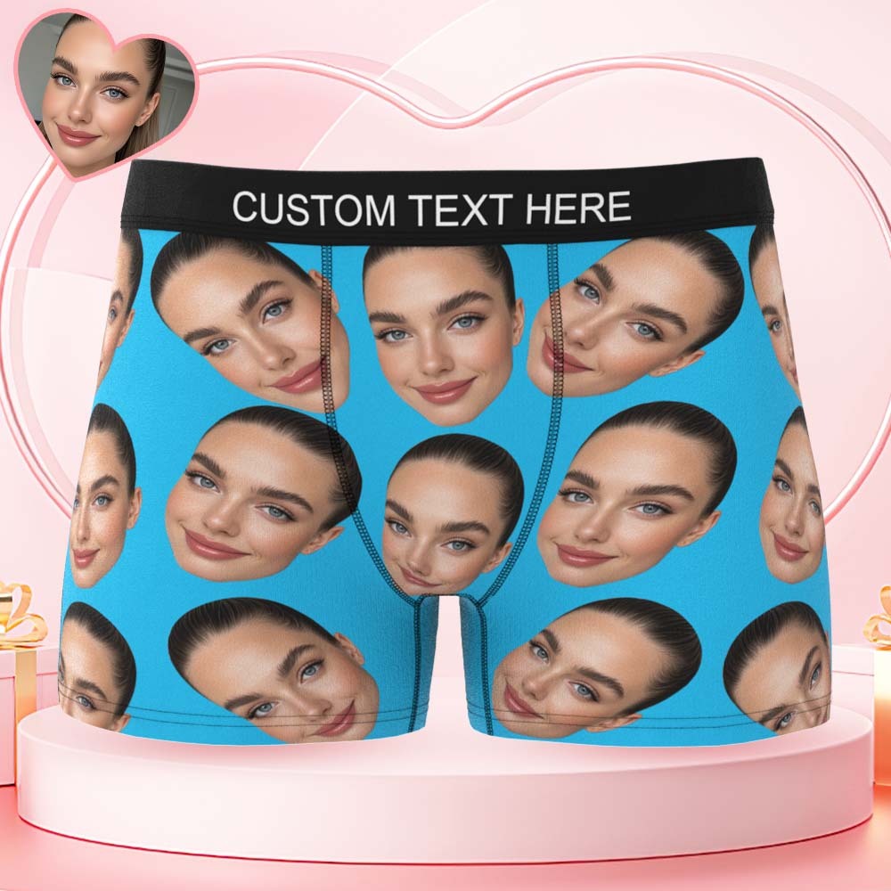 Cueca Boxer Personalizada De Rosto Grande, Presente Personalizado Para Namorado, Presente De Dia Dos Namorados - soufeelbr