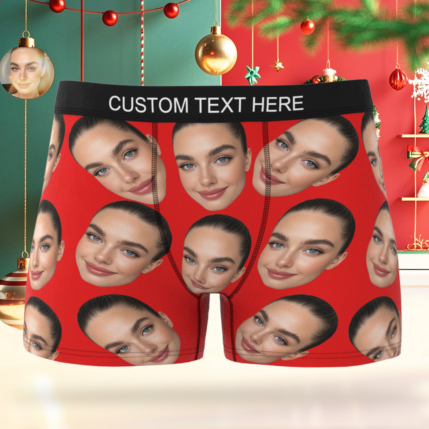 Cueca Boxer Personalizada De Rosto Grande, Presente Personalizado Para Namorado, Presente De Dia Dos Namorados - soufeelbr