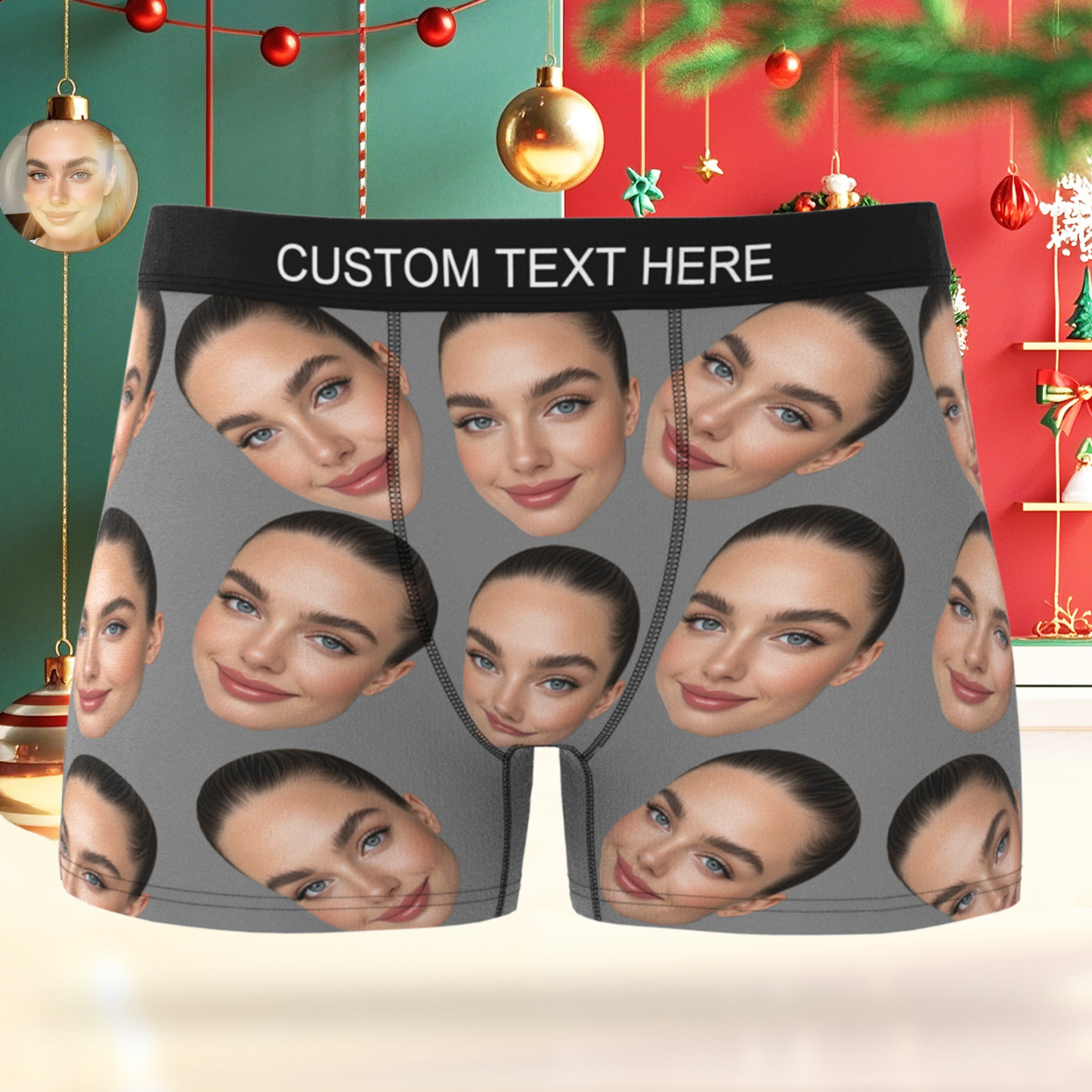 Cueca Boxer Personalizada De Rosto Grande, Presente Personalizado Para Namorado, Presente De Dia Dos Namorados - soufeelbr