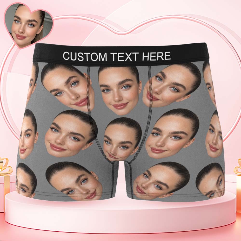 Cueca Boxer Personalizada De Rosto Grande, Presente Personalizado Para Namorado, Presente De Dia Dos Namorados - soufeelbr