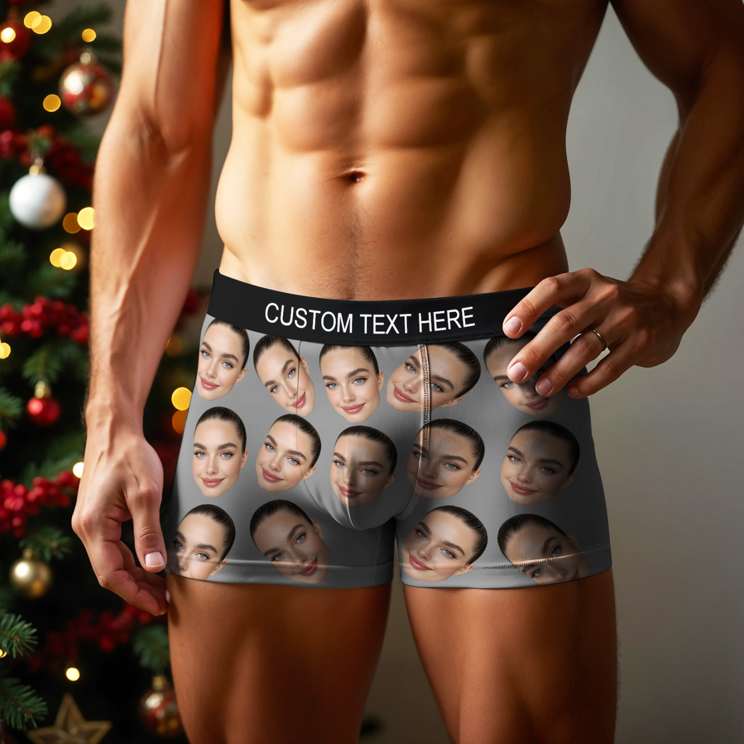 Cueca Boxer Personalizada De Rosto Grande, Presente Personalizado Para Namorado, Presente De Dia Dos Namorados - soufeelbr