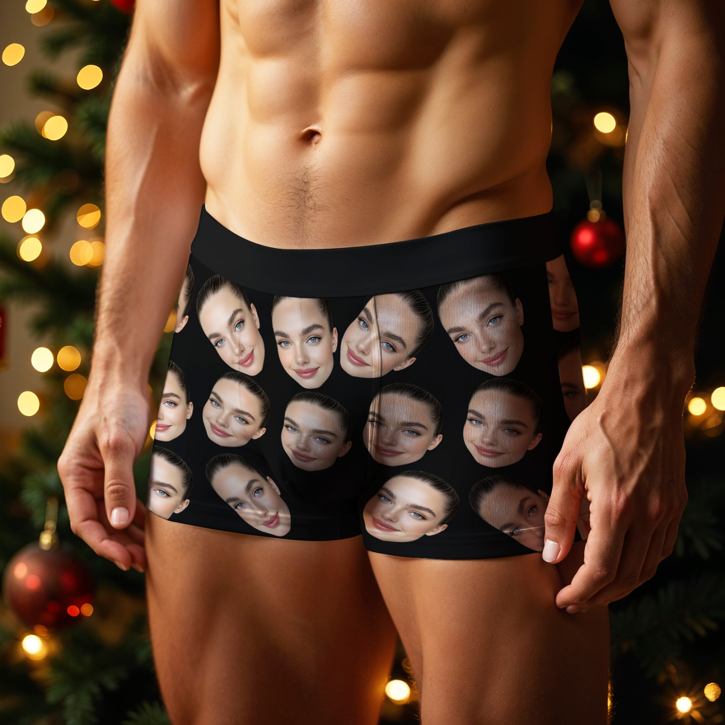 Cueca Boxer Personalizada De Rosto Grande, Presente Personalizado Para Namorado, Presente De Dia Dos Namorados - soufeelbr
