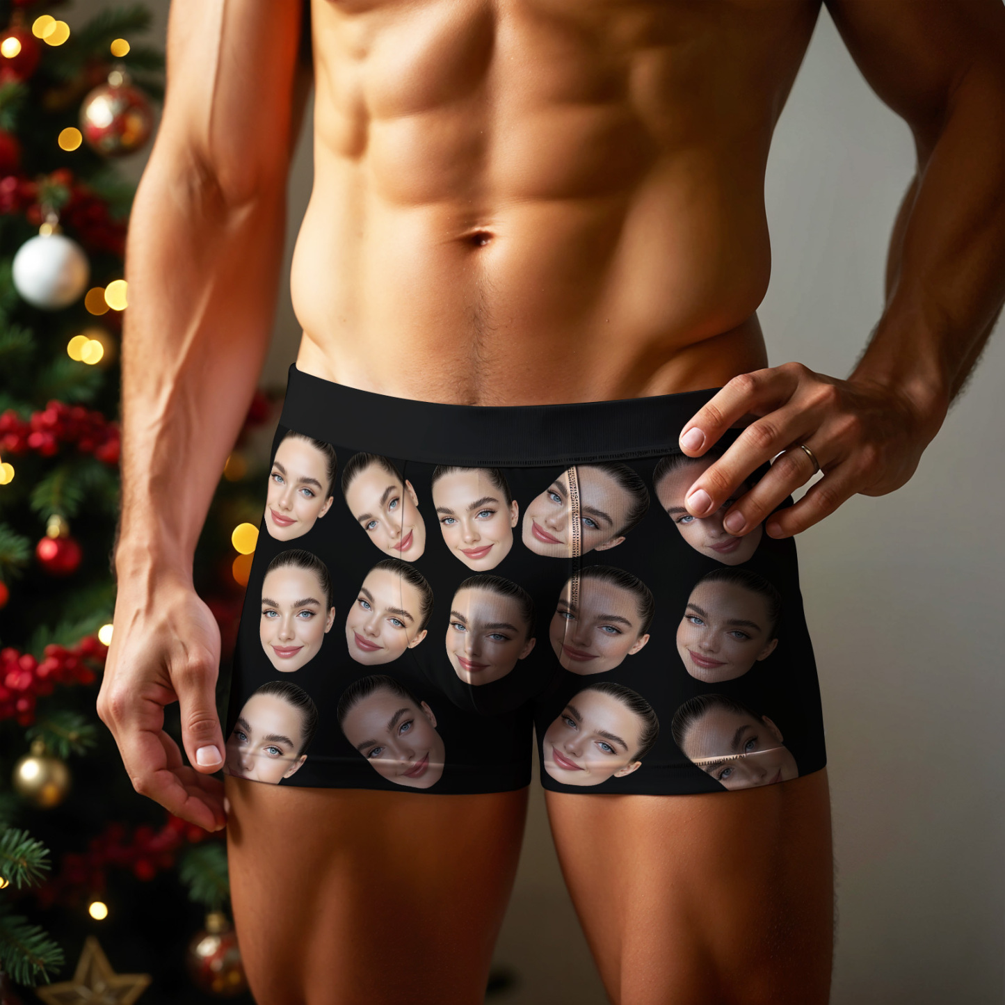 Cueca Boxer Personalizada De Rosto Grande, Presente Personalizado Para Namorado, Presente De Dia Dos Namorados - soufeelbr