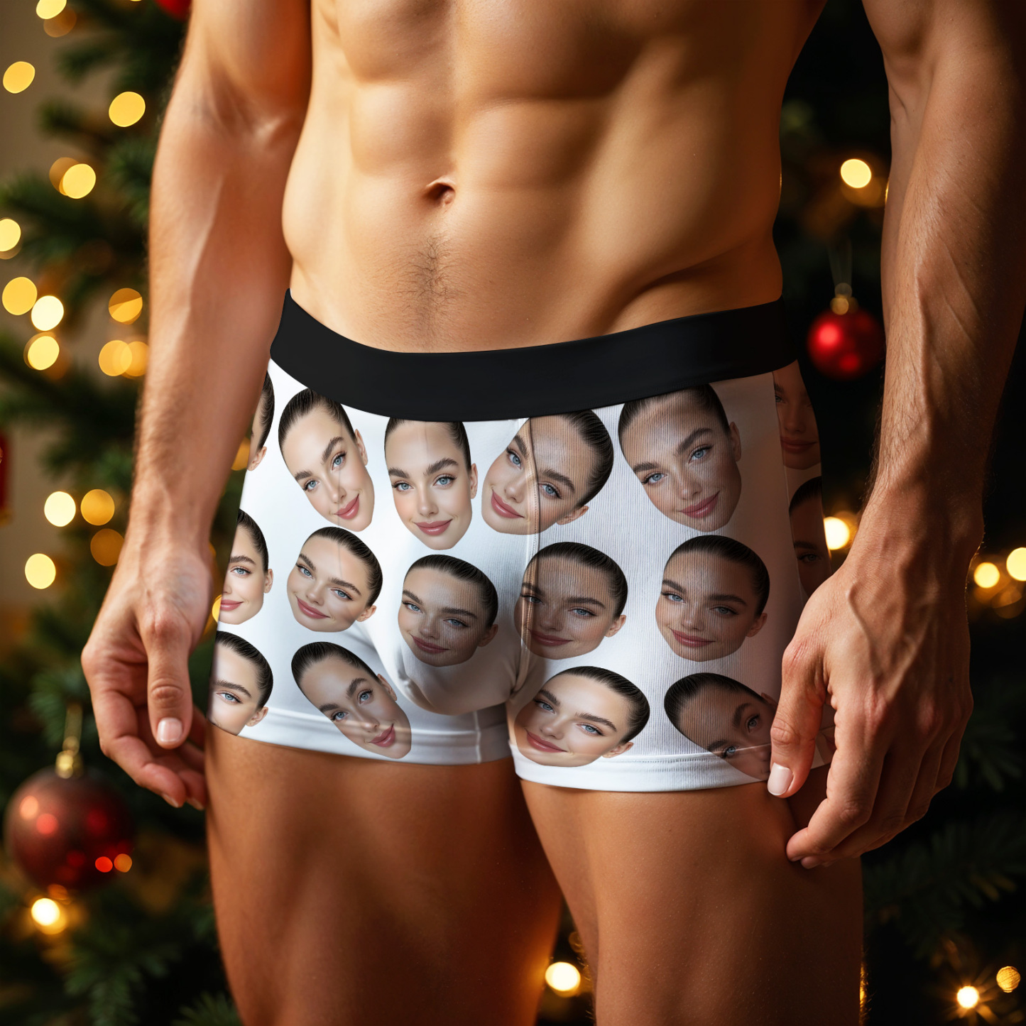 Cueca Boxer Personalizada De Rosto Grande, Presente Personalizado Para Namorado, Presente De Dia Dos Namorados - soufeelbr