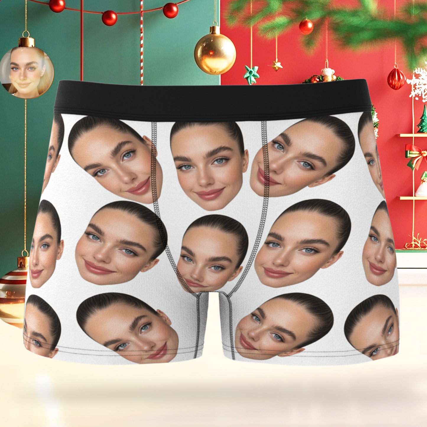 Cueca Boxer Personalizada De Rosto Grande, Presente Personalizado Para Namorado, Presente De Dia Dos Namorados - soufeelbr