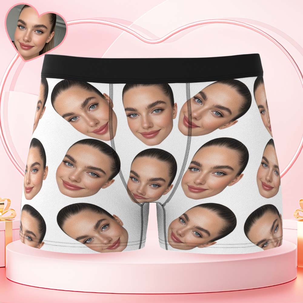 Cueca Boxer Personalizada De Rosto Grande, Presente Personalizado Para Namorado, Presente De Dia Dos Namorados - soufeelbr