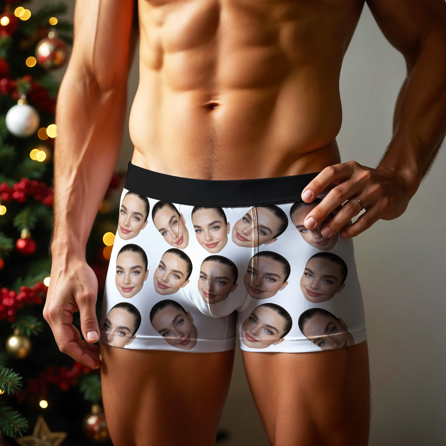Cueca Boxer Personalizada De Rosto Grande, Presente Personalizado Para Namorado, Presente De Dia Dos Namorados - soufeelbr