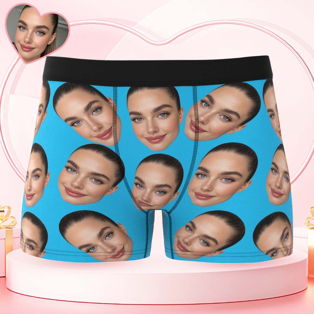 Cueca Boxer Personalizada De Rosto Grande, Presente Personalizado Para Namorado, Presente De Dia Dos Namorados - soufeelbr