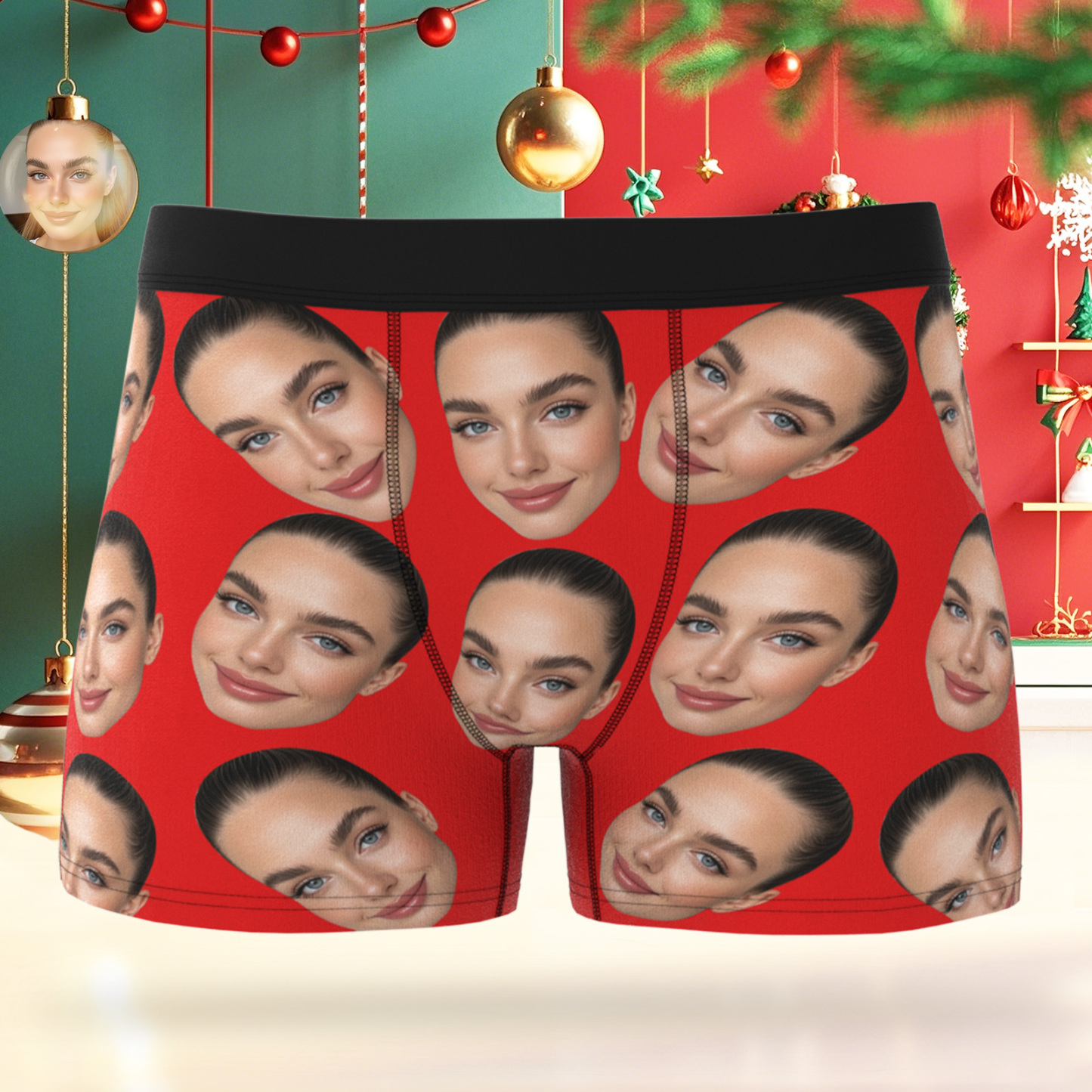 Cueca Boxer Personalizada De Rosto Grande, Presente Personalizado Para Namorado, Presente De Dia Dos Namorados - soufeelbr