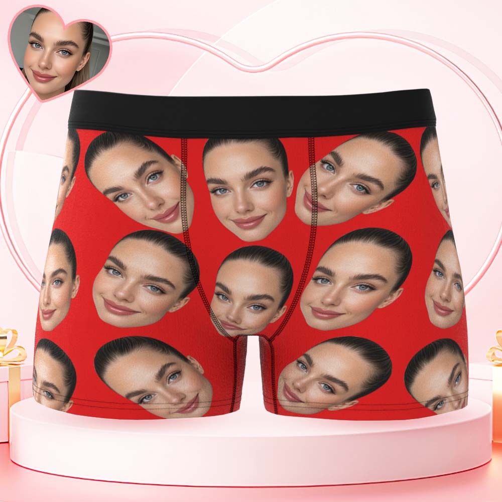 Cueca Boxer Personalizada De Rosto Grande, Presente Personalizado Para Namorado, Presente De Dia Dos Namorados - soufeelbr