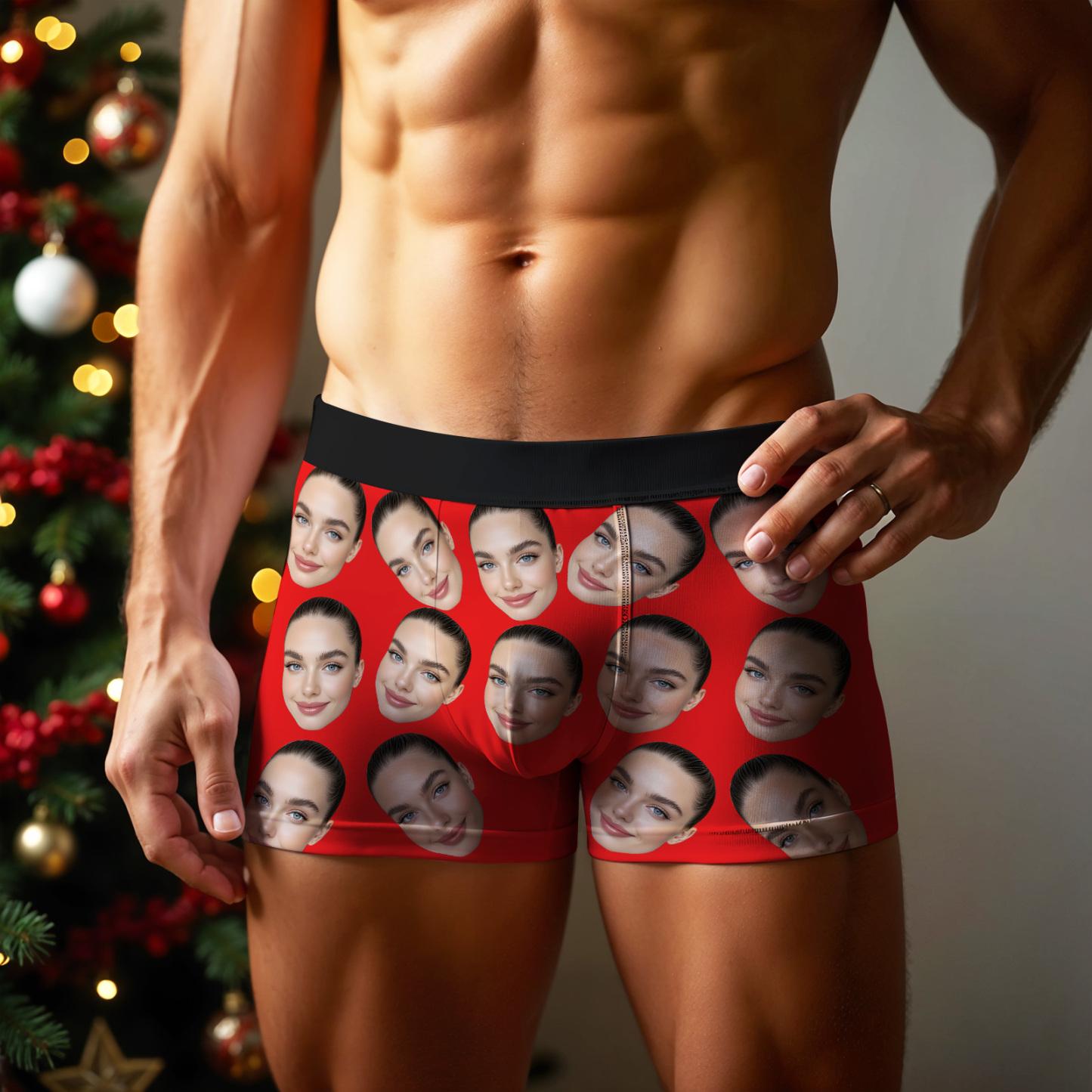 Cueca Boxer Personalizada De Rosto Grande, Presente Personalizado Para Namorado, Presente De Dia Dos Namorados - soufeelbr