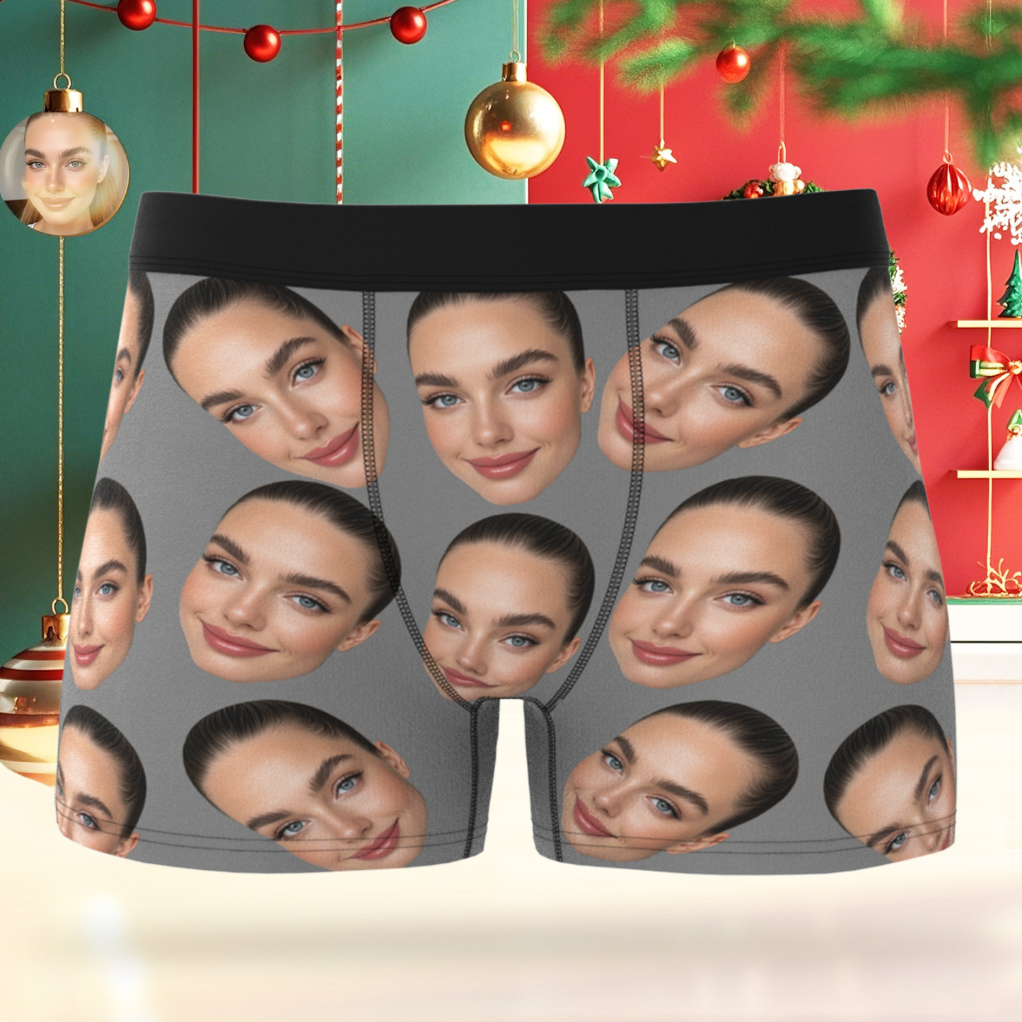Cueca Boxer Personalizada De Rosto Grande, Presente Personalizado Para Namorado, Presente De Dia Dos Namorados - soufeelbr