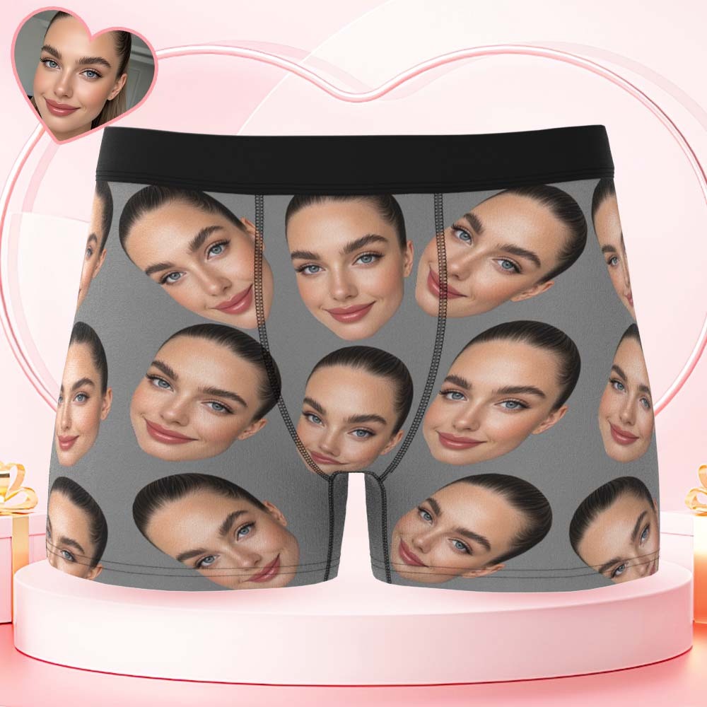 Cueca Boxer Personalizada De Rosto Grande, Presente Personalizado Para Namorado, Presente De Dia Dos Namorados - soufeelbr