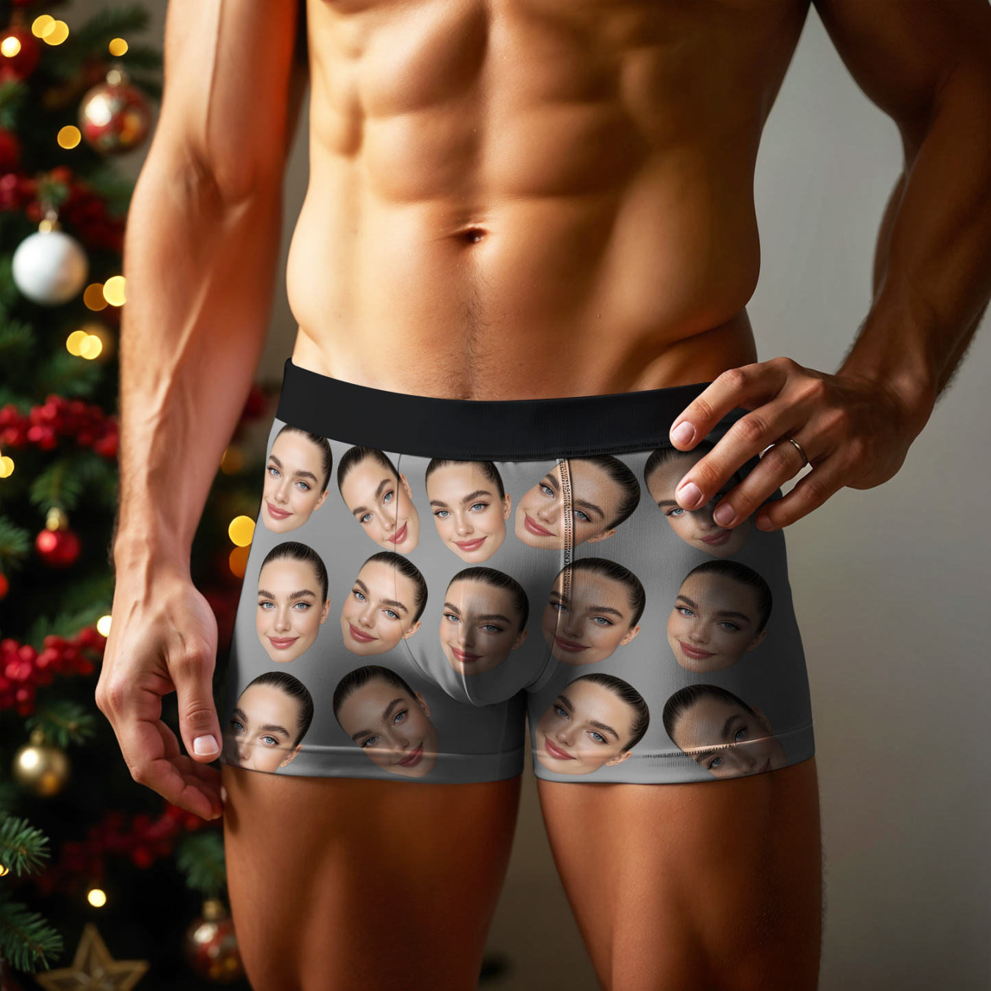 Cueca Boxer Personalizada De Rosto Grande, Presente Personalizado Para Namorado, Presente De Dia Dos Namorados - soufeelbr