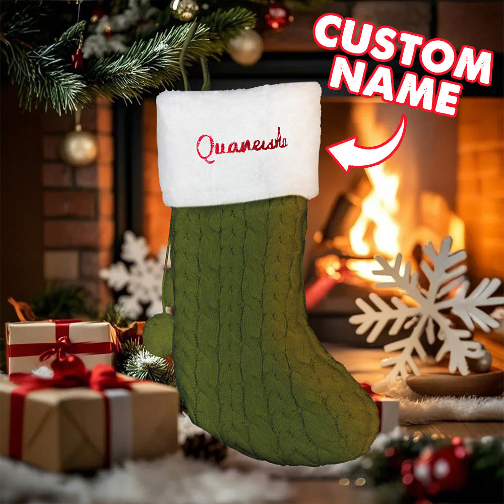 Meia De Natal Personalizada Com Nome Bordado Decoração De Meias De Natal - soufeelbr