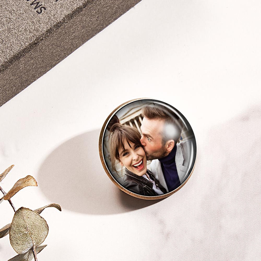 Presente De Broche De Círculo Vintage Com Alfinete De Lapela Com Foto Personalizada Para Homem - soufeelbr