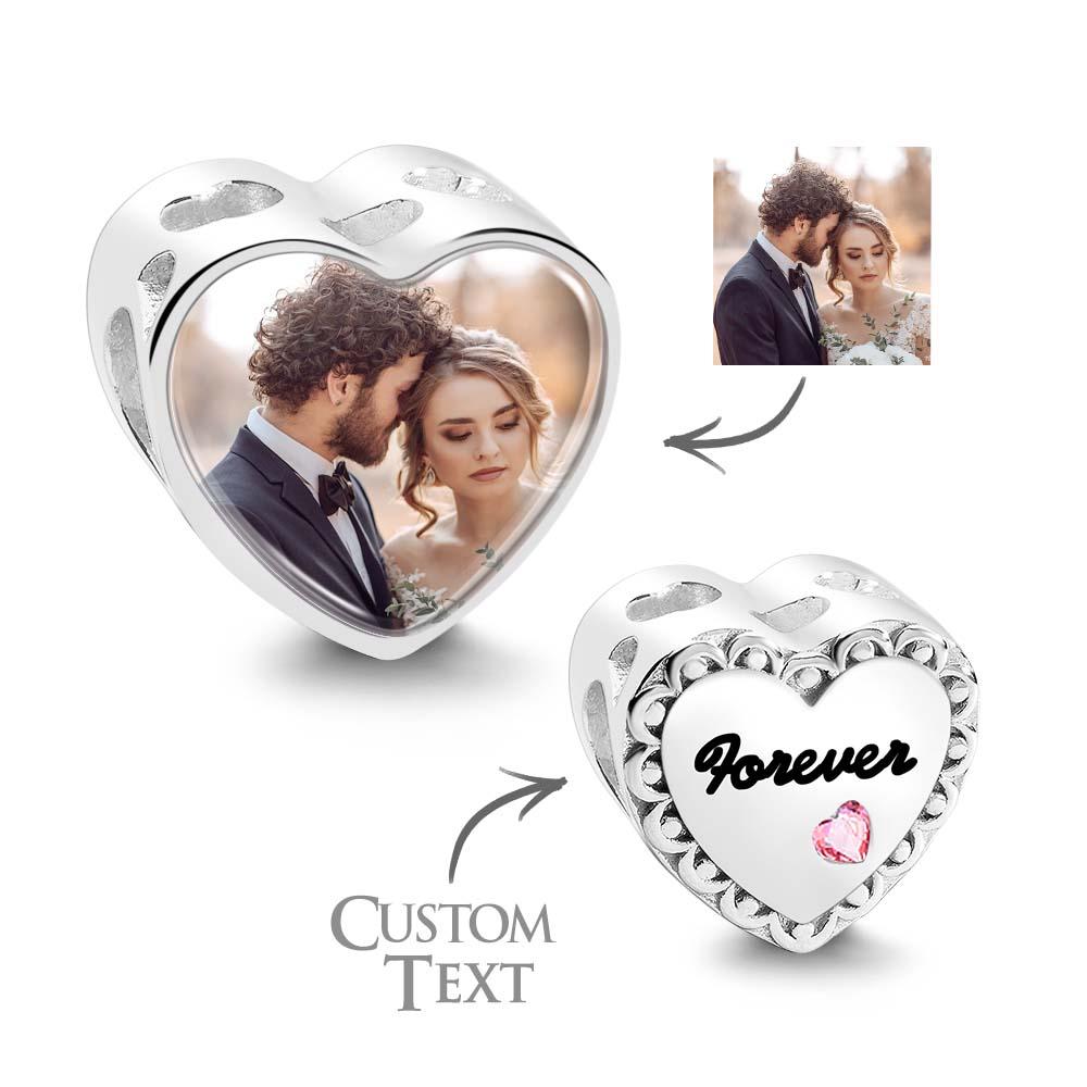 Amuleto Personalizado De Foto De Coração Com Presentes De Diamante De Coração De Zircão Rosa Para Ela - soufeelbr