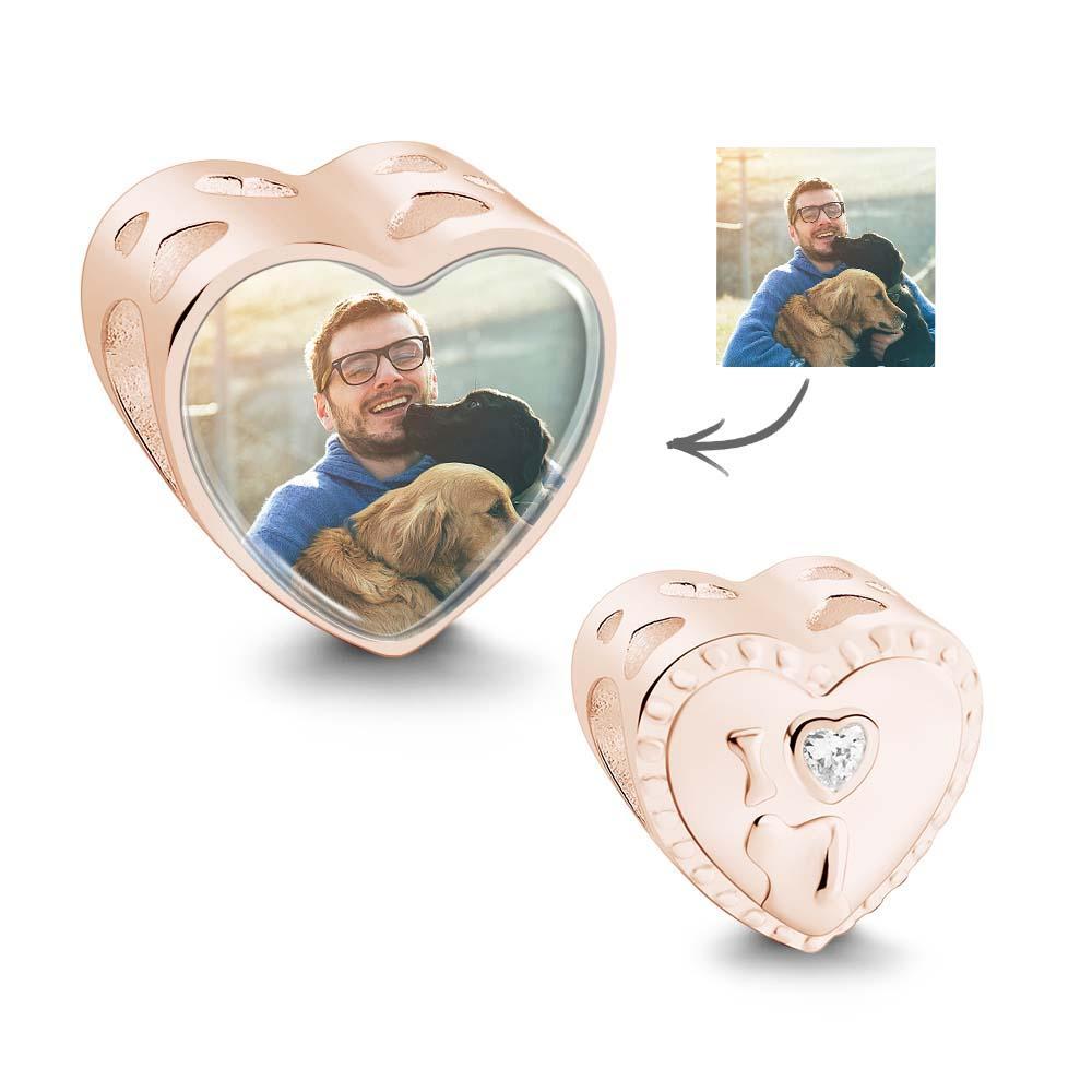 Amuleto De Foto De Coração Com Zircão Branco I Love Pet Dog Theme Presentes Para Amantes De Animais De Estimação - soufeelbr