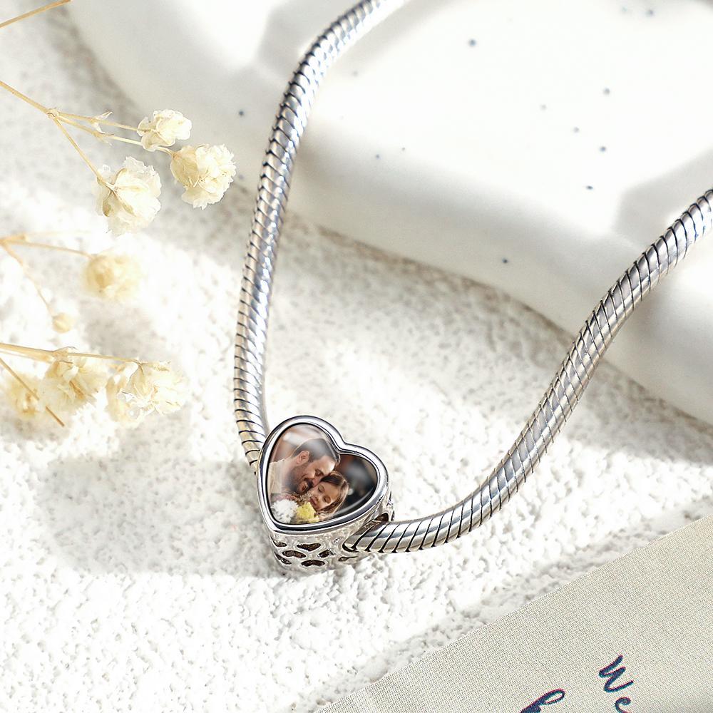 Nome Personalizado Birthstone Coração Foto Charme Amor Asas Coração Presente - soufeelbr