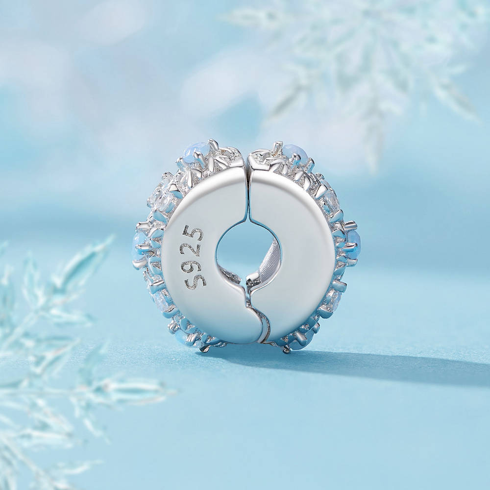 Floco De Neve Stopper Charm Spacer Charm Prata Presentes De Natal - soufeelbr
