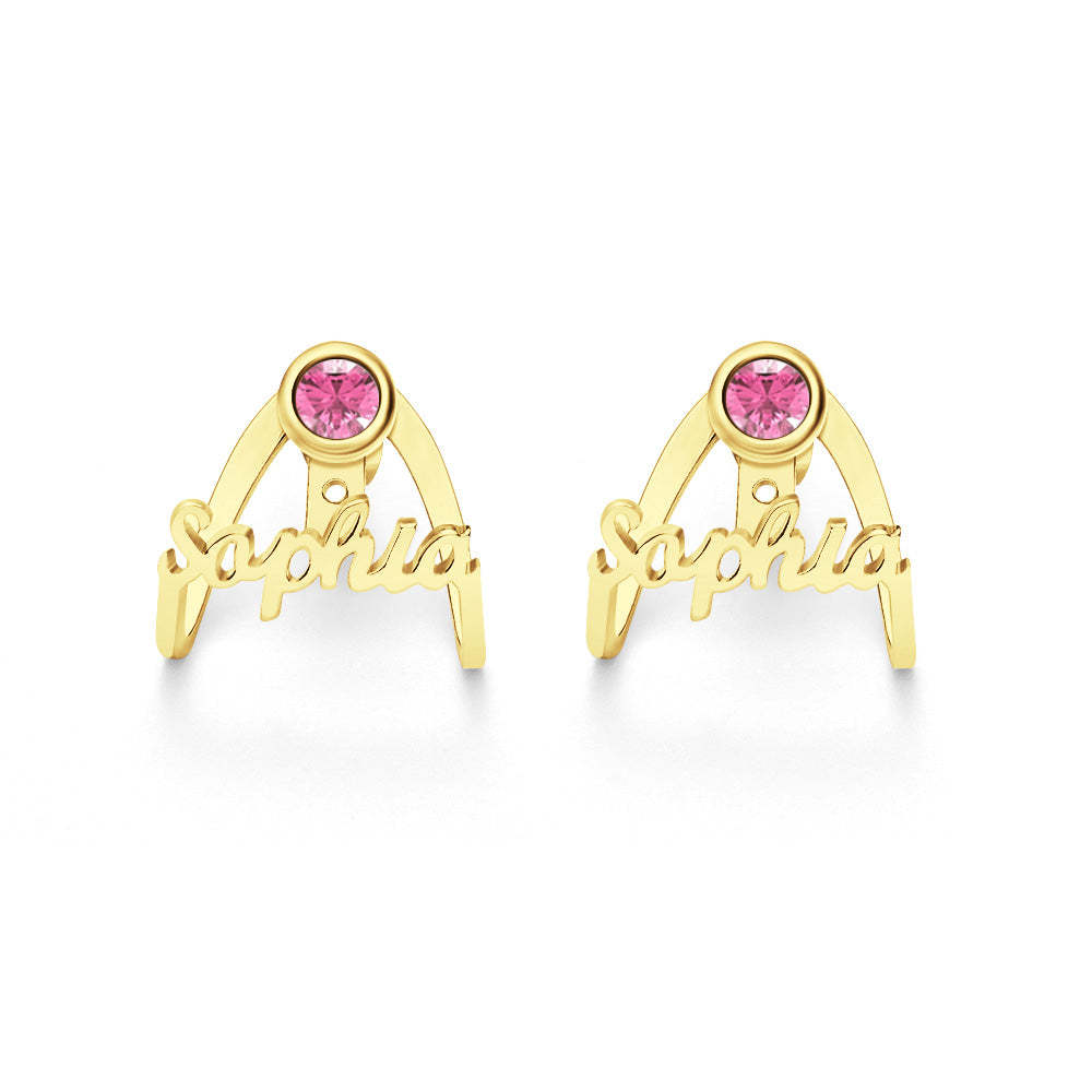 Brincos De Pedra De Aniversário Personalizados Com Brincos De Nome, Presente De Joias Para Ela - soufeelbr
