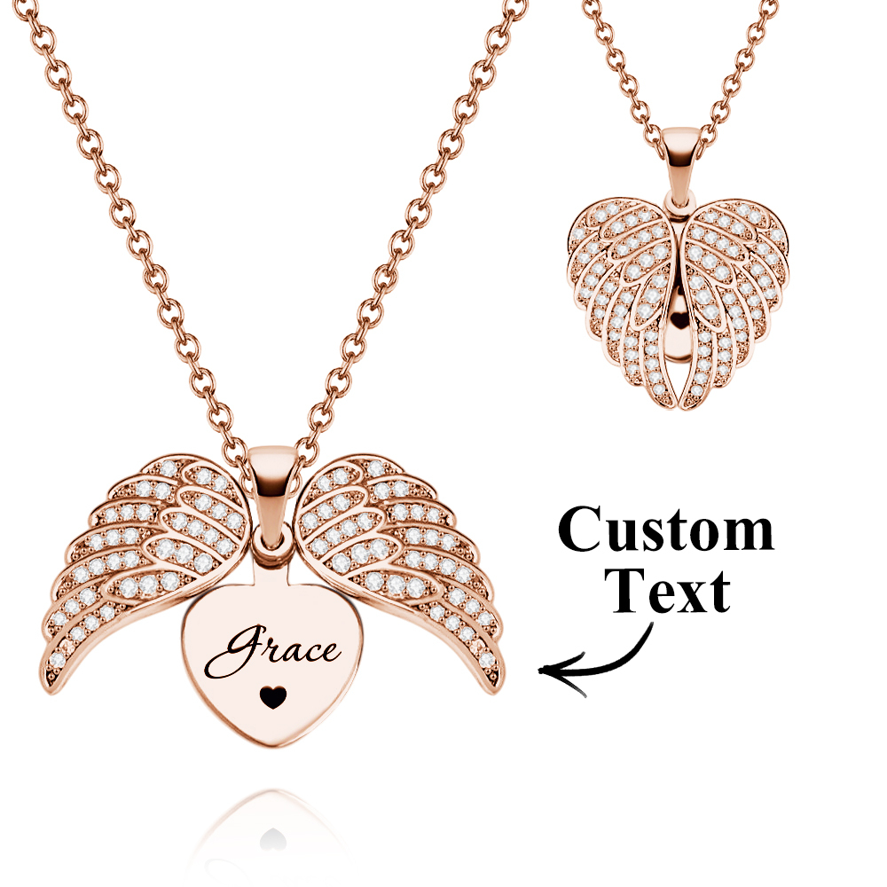 Colar De Asa De Anjo Personalizado, Joias Gravadas Personalizadas Para Mulheres, Presente Para Ela - soufeelbr