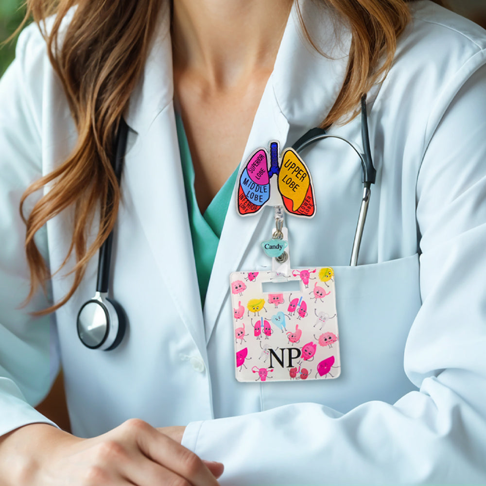 Personalizado Anatômico Coração Cérebro Pulmões Distintivo Carretel Charme Retrátil Distintivo Presente Para Enfermeiro Médico - soufeelbr