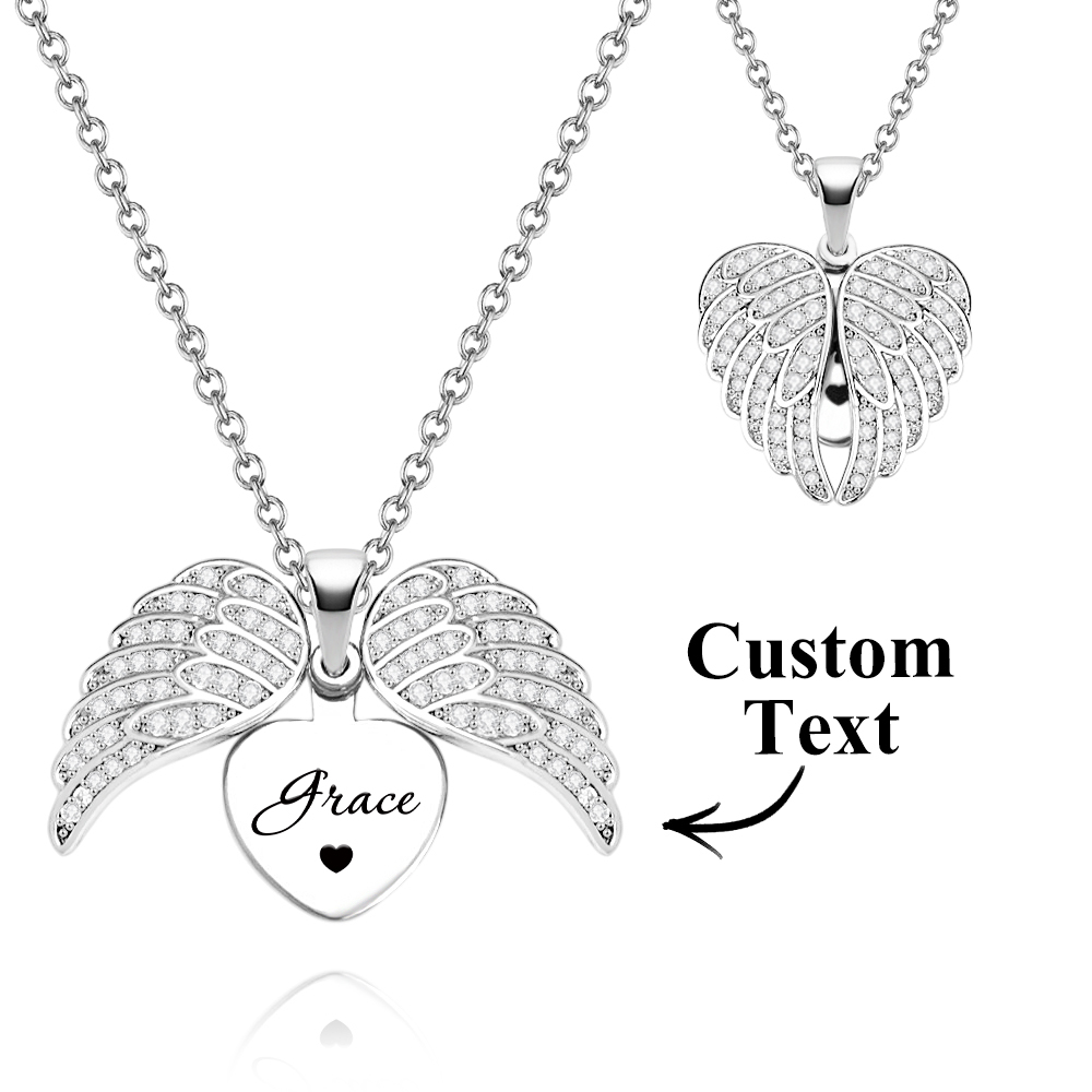 Colar De Asa De Anjo Personalizado, Joias Gravadas Personalizadas Para Mulheres, Presente Para Ela - soufeelbr