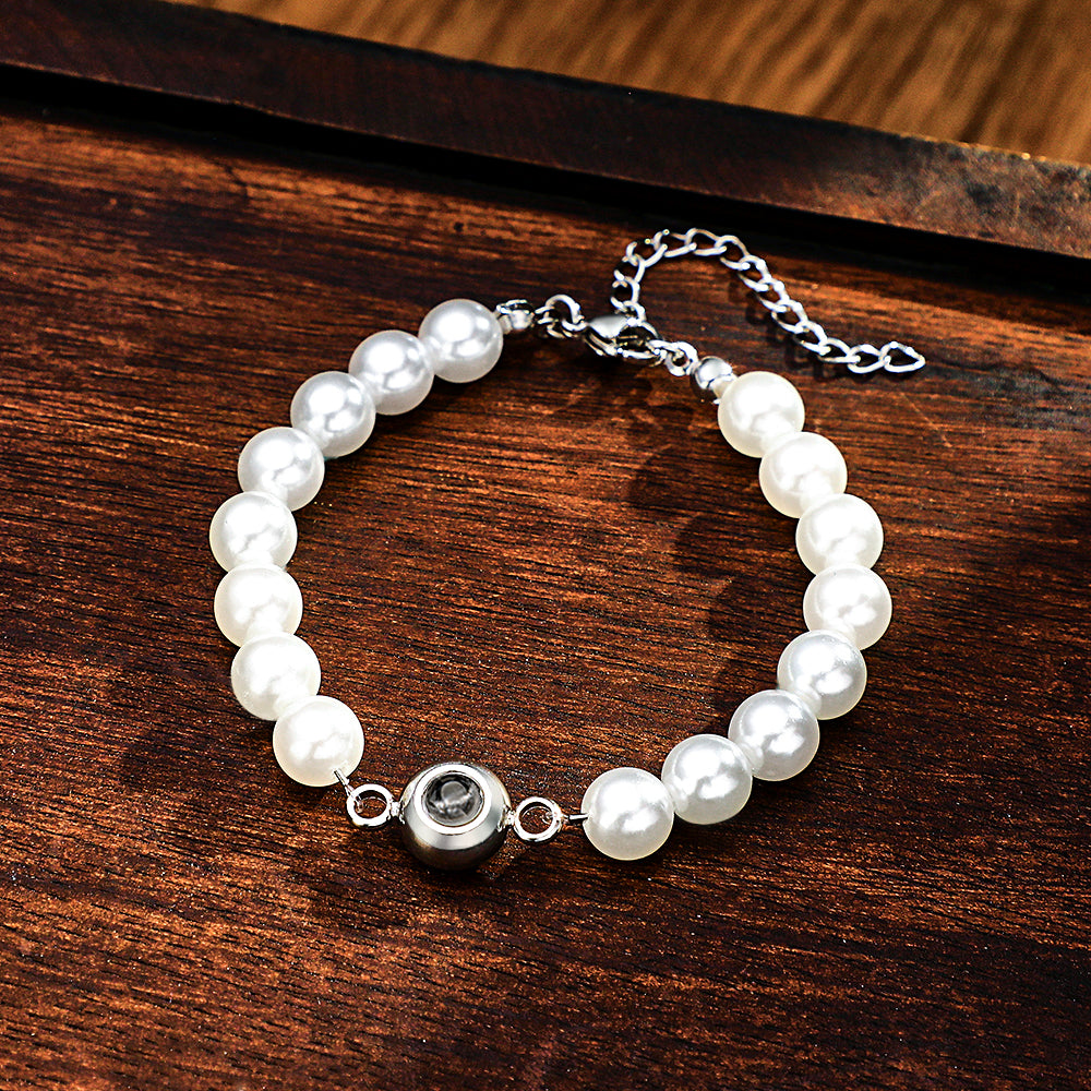 Pulseira De Projeção Personalizada Com Corrente De Pérolas Presente Romântico - soufeelbr