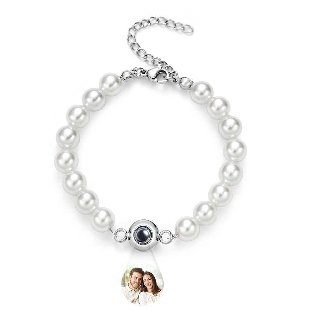 Pulseira De Projeção Personalizada Com Corrente De Pérolas Presente Romântico - soufeelbr