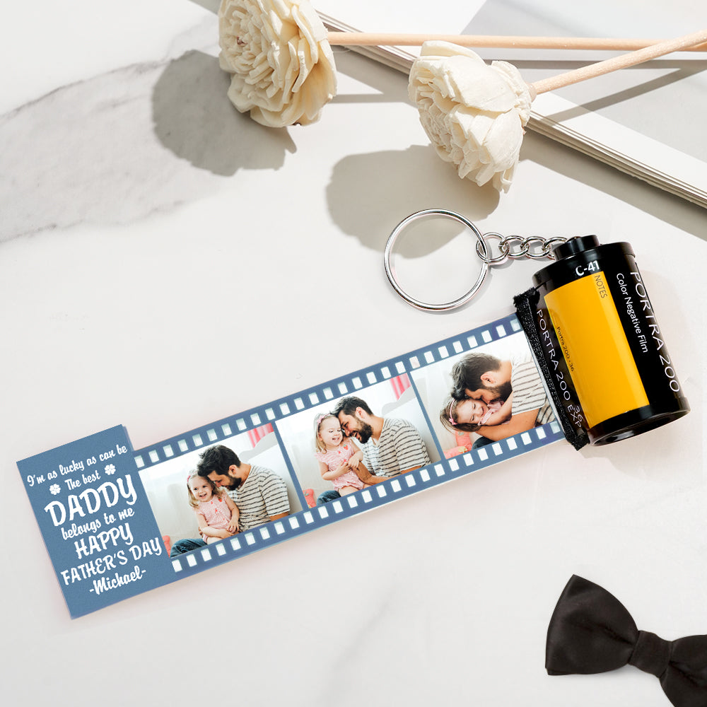 Chaveiro Com Câmera Fotográfica Personalizada, Chaveiro Com Rolo De Filme Pensativo Para O Pai - soufeelbr