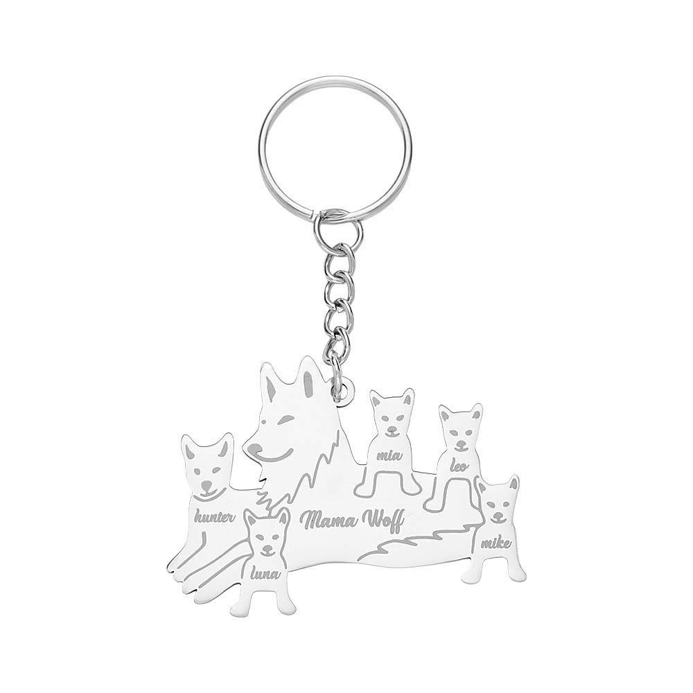 Chaveiro De Lobo Personalizado Com Nomes De Família Gravados, Presente Para Família - soufeelbr