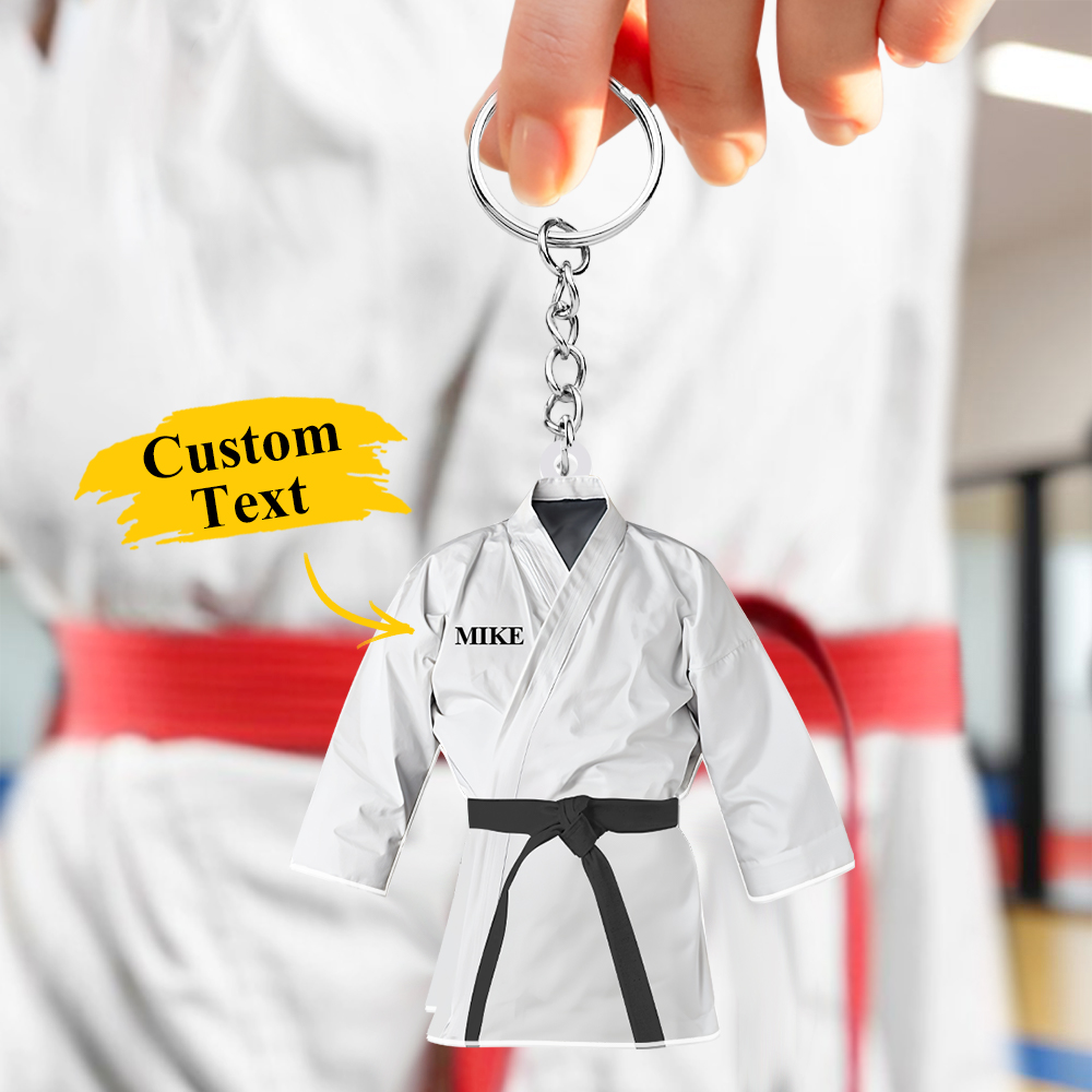 Chaveiro Acrílico Uniforme Personalizado De Karatê Com Presente Exclusivo De Texto Para Lutador De Taekwondo