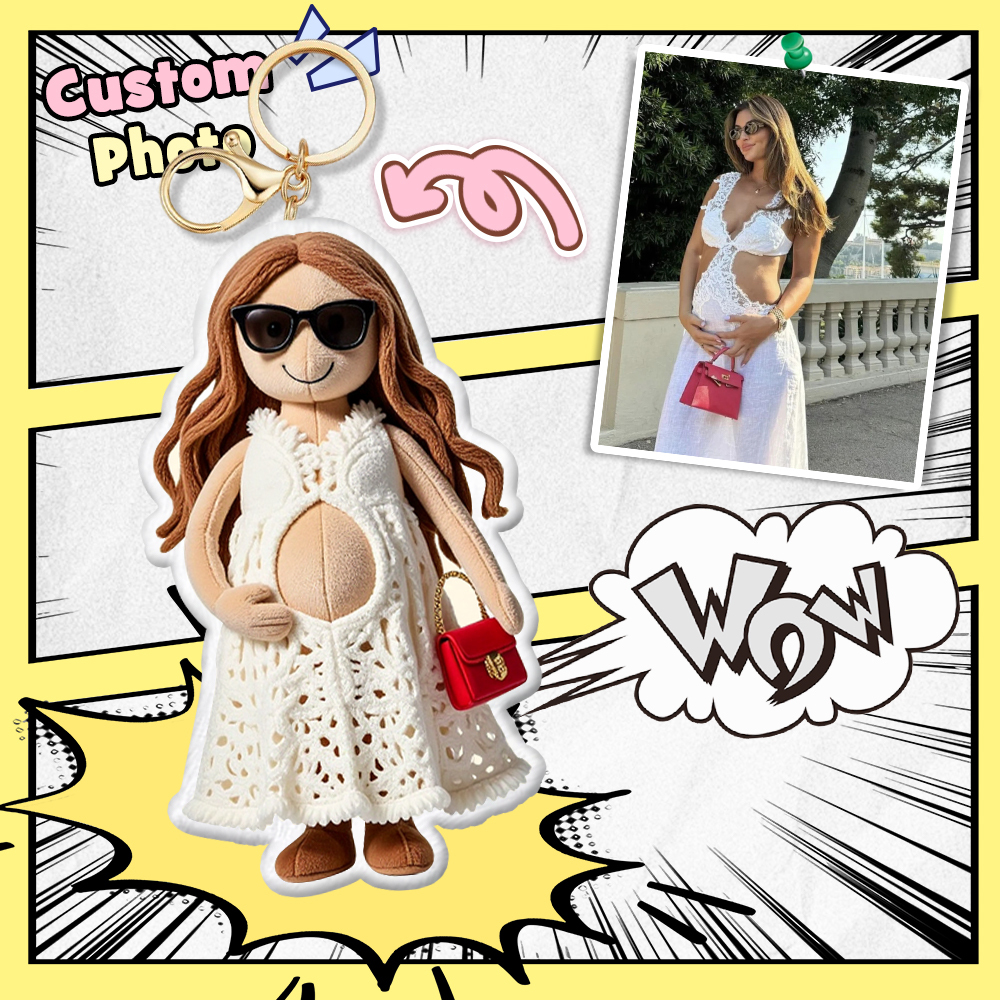 Chaveiro de pelúcia com foto personalizada Mini Me Chaveiro de pelúcia Presente de dia das mães para filho