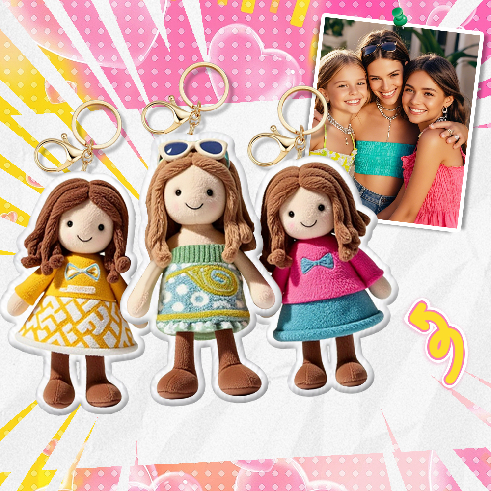Chaveiro de pelúcia com foto personalizada Mini Me Chaveiro de pelúcia Presente de dia das mães para filho