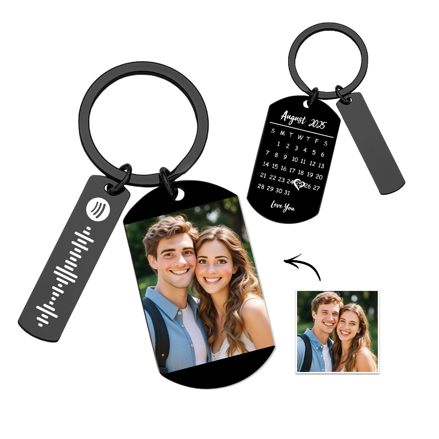 Chaveiro Personalizado Com Calendário Estilo Desenho Animado Do Spotify, Código De Música E Imagem Personalizada, Chaveiro Com Foto De Casal, Presente Para O Dia Dos Namorados - soufeelbr
