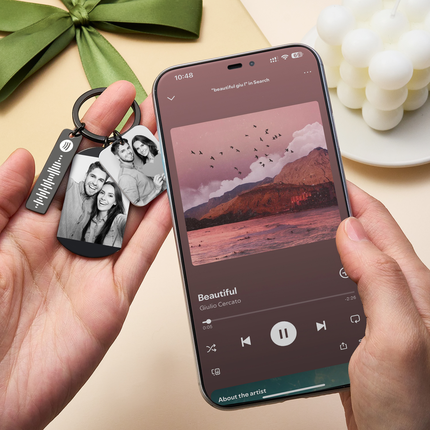 Chaveiro Personalizado Com Etiqueta De Foto E Música Nfc, Chaveiro Personalizado Com Calendário Spotify E Presentes Para O Dia Dos Namorados - soufeelbr