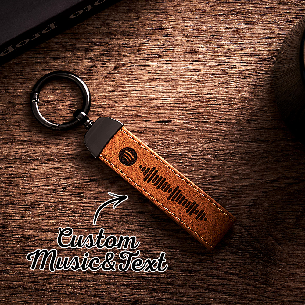 Chaveiro Personalizado Do Spotify Com Código De Barras Da Música, Chaveiro De Couro, Presente Para Namorado Ou Namorada. - soufeelbr