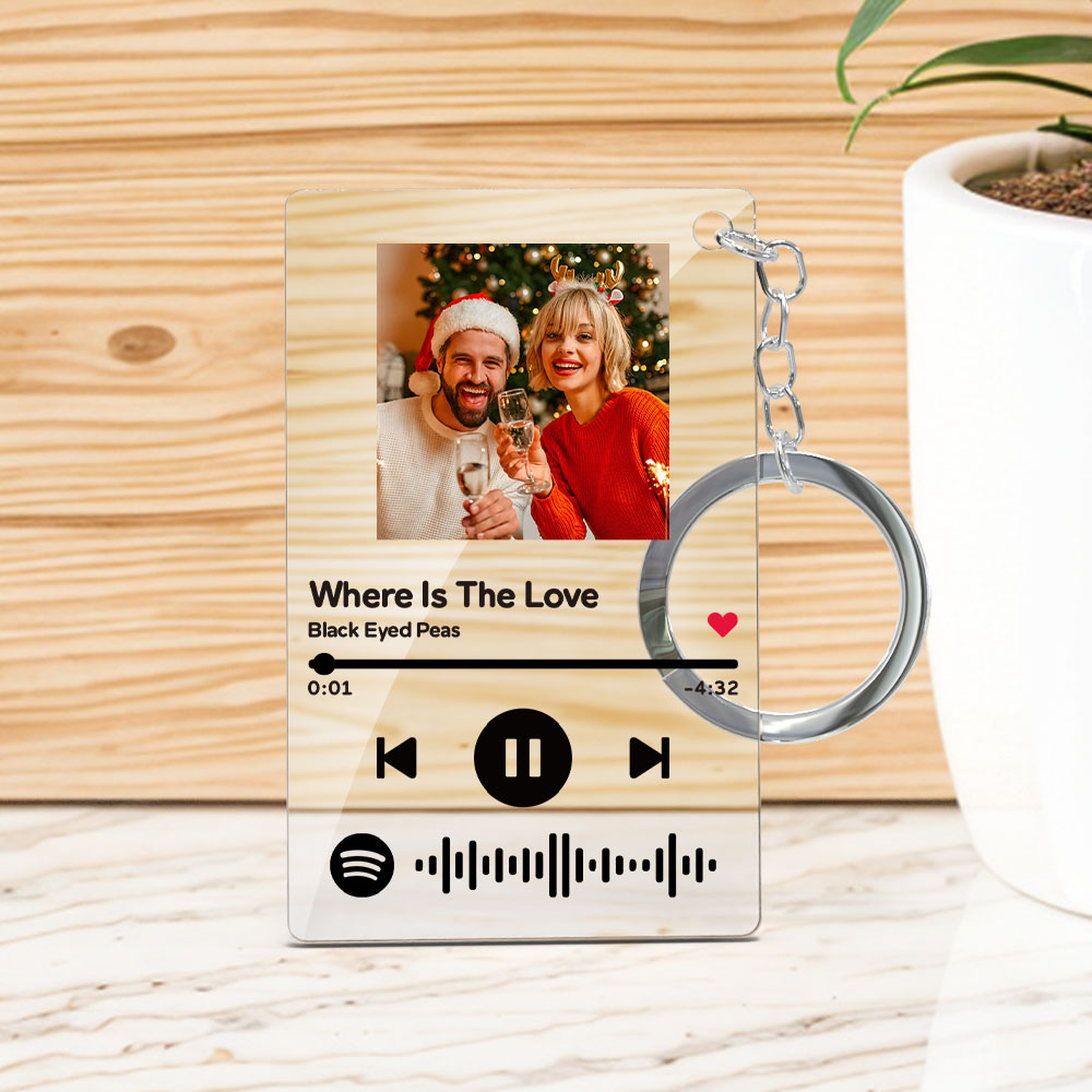 Chaveiro De Placa De Código De Música Escaneável, Acrílico De Música E Foto, Chaveiro De Música, Presente De Natal - soufeelbr