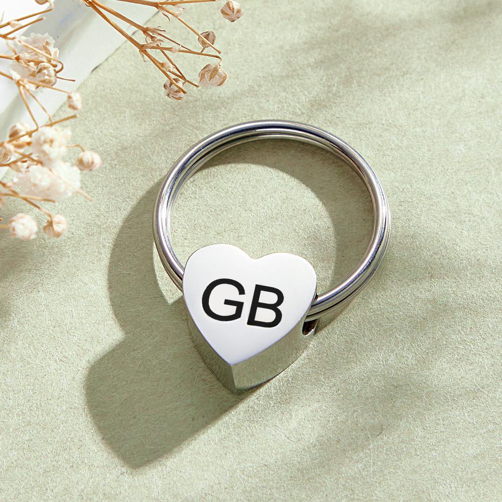 Pequeno Coração Charme Casais Iniciais Chaveiro Casais Chaveiro Coração Tag Personalizado Namorada Namorado Marido Esposa Melhor Amigo - soufeelbr